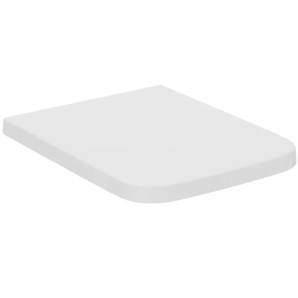 Weißes WC-Element von Ideal Standard, rechteckige Form mit abgerundeten Kanten, zeigt glatte Oberfläche ohne sichtbare Befestigungen.